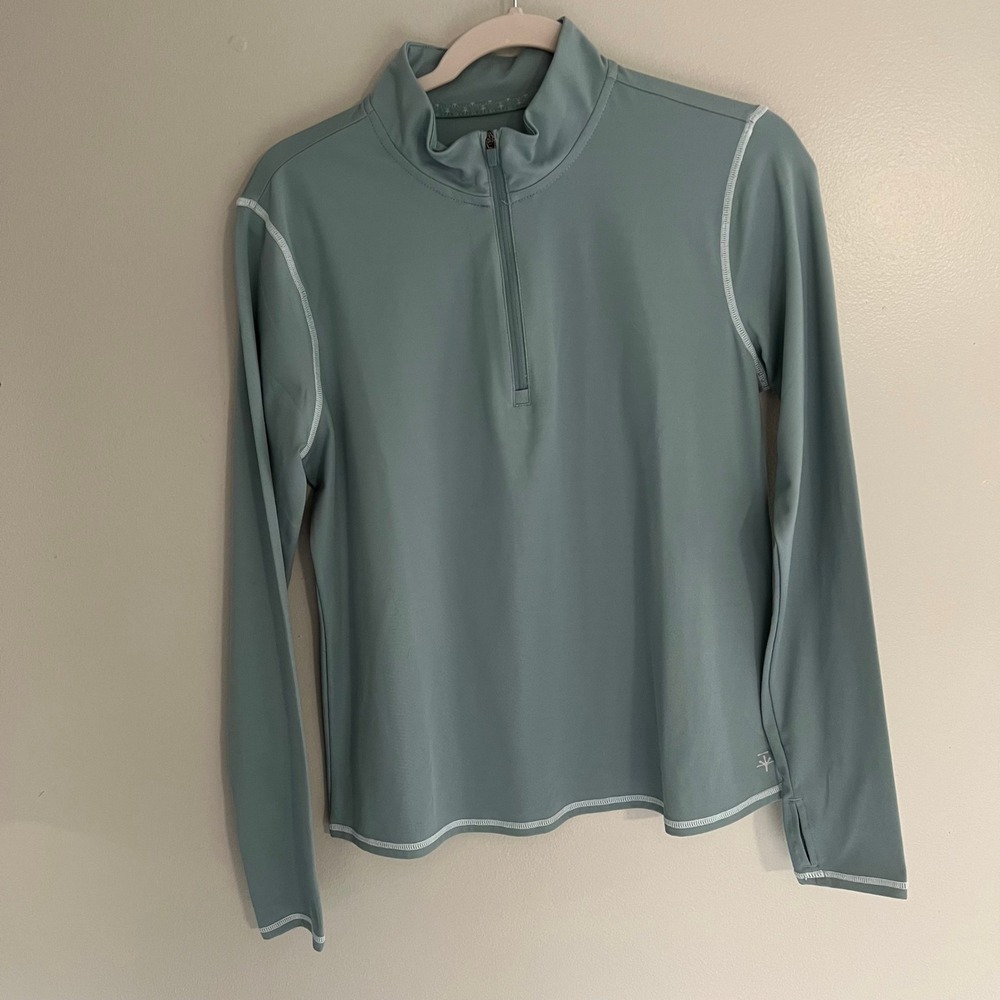 Soybu Womens Sage Green Quarter Zip Pullover Thumbhole Active Top Size Medium